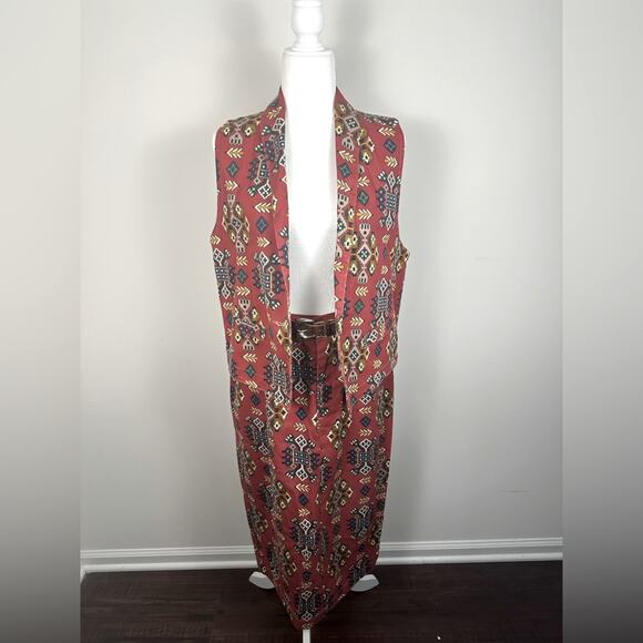 Vintage Norm Thompson Made in USA Cotton Vest Skirt Set Size Large/14 Western